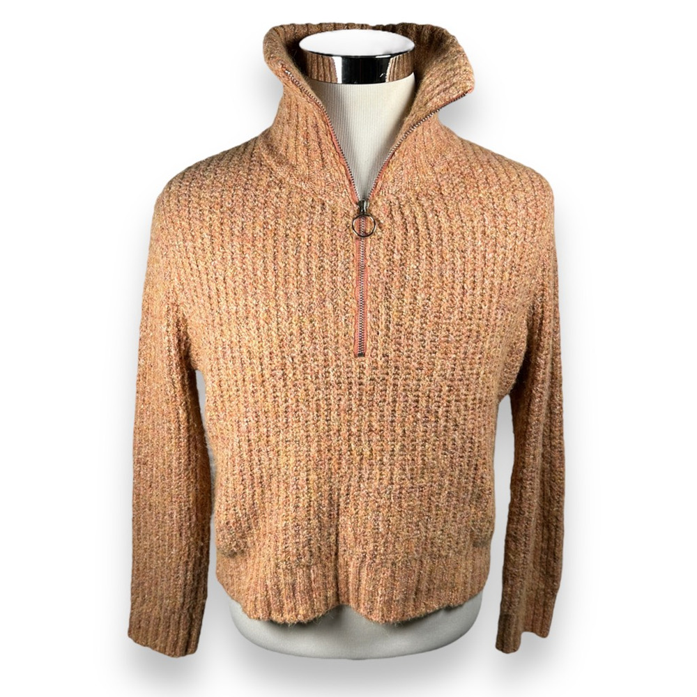 Sincerely‎ Jules 1/2 Zip Chunky Sweater Womens Small Orange Knit High Neck